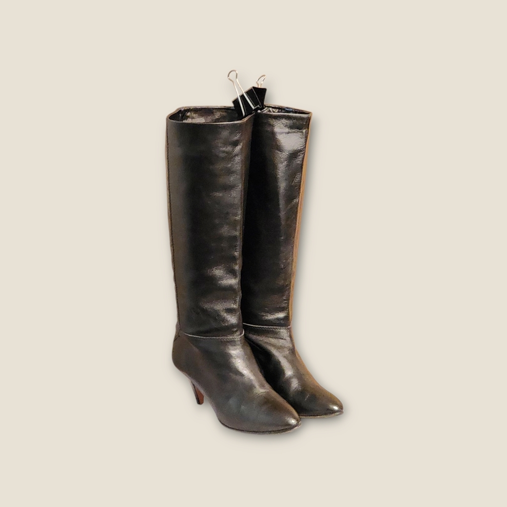 Black Leather Knee-High Boots